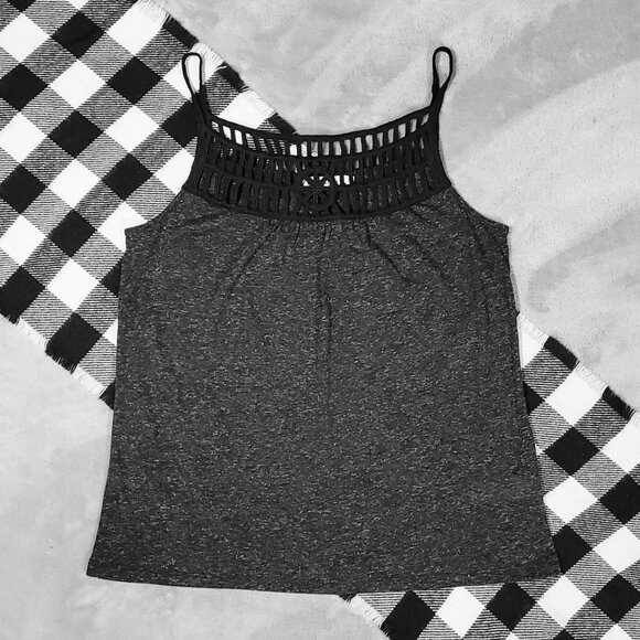 ❄️ S | Revolution | Lattice Chest Linen Cami Top - Picture 1 of 5